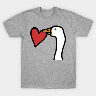 Game Goose Stealing a Heart on Valentines Day Portrait T-Shirt